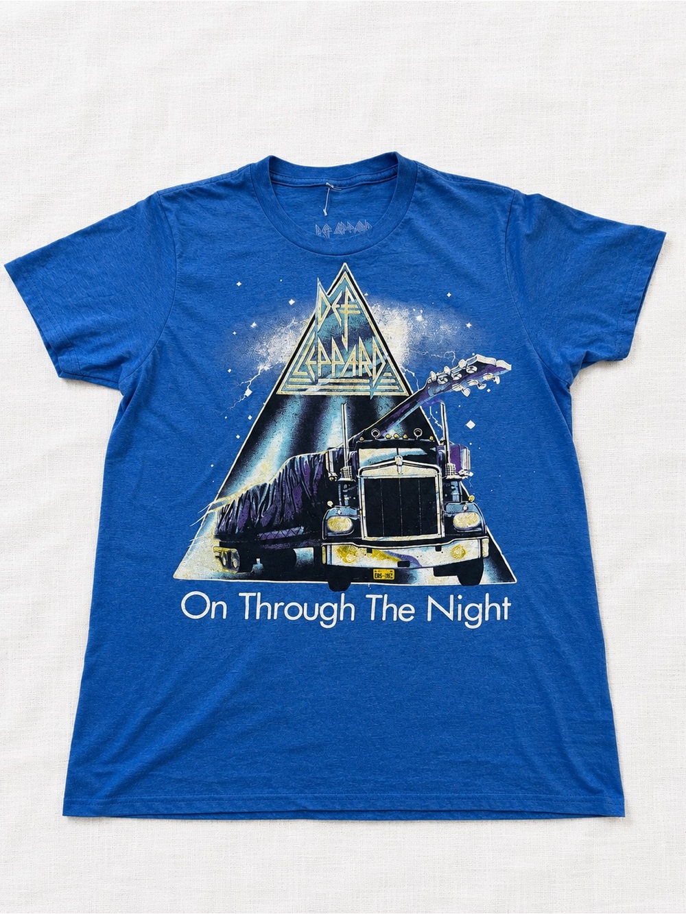 Def Leppard Blue Graphic Tee - Band Logo Cotton Shirt